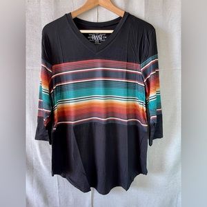 Sunset Serape 3/4 length sleeve Top